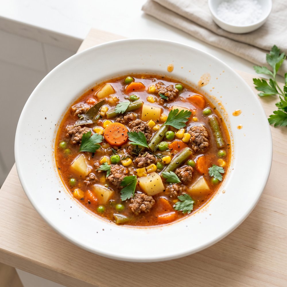 Hearty Ground Beef and Veggie Soup