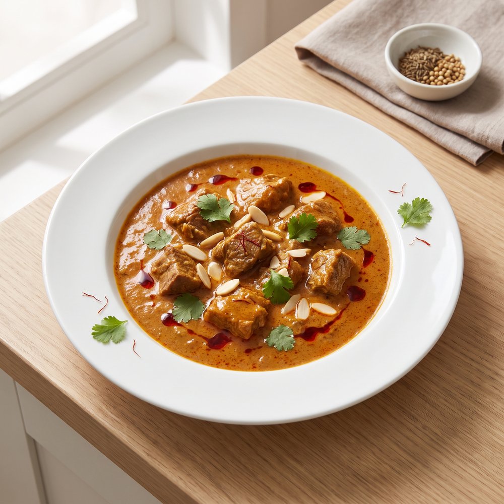 Kashmiri-Style Lamb Curry with Saffron Yogurt