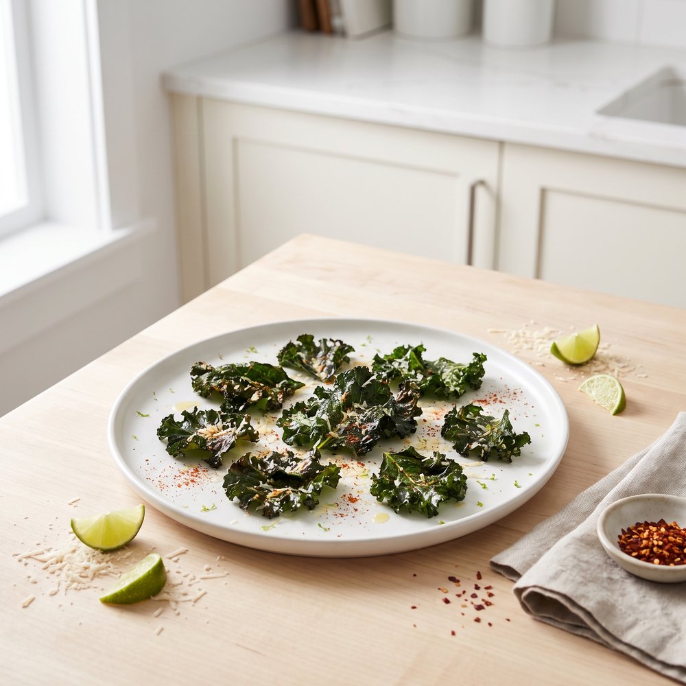 Air Fryer Kale Chips with Parmesan