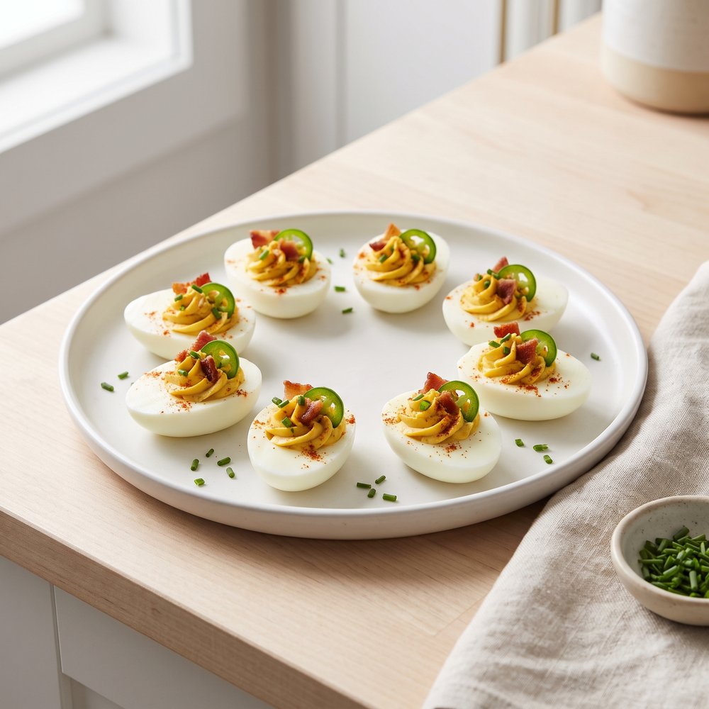 Jalapeño Bacon Cheddar Deviled Eggs