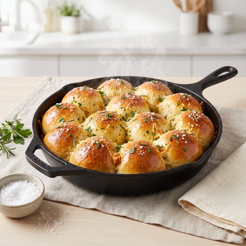 Garlic-Herb Cast-Iron Dinner Rolls