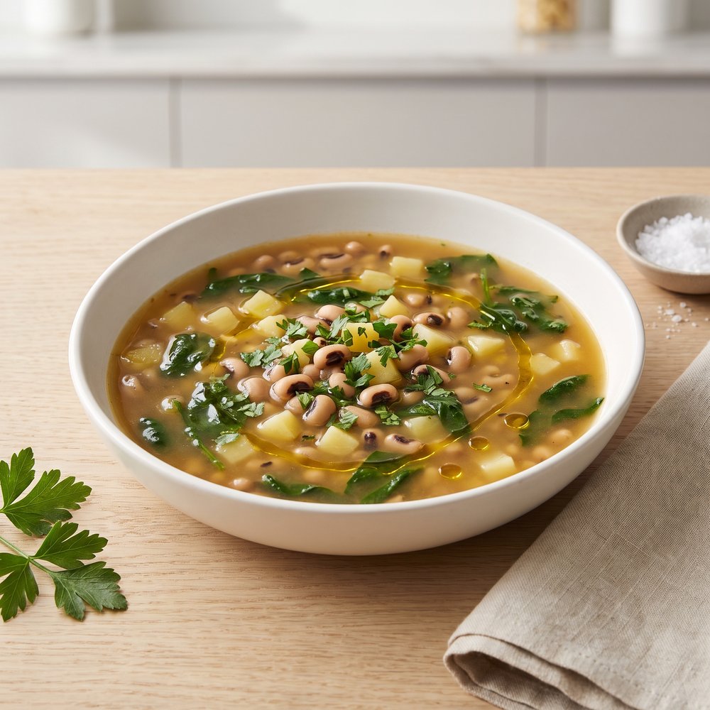 Hearty Black‑Eyed Pea, Spinach & Veggie Soup