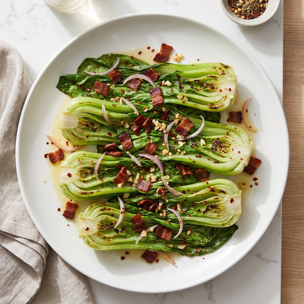 Bok Choy with Crispy Bacon