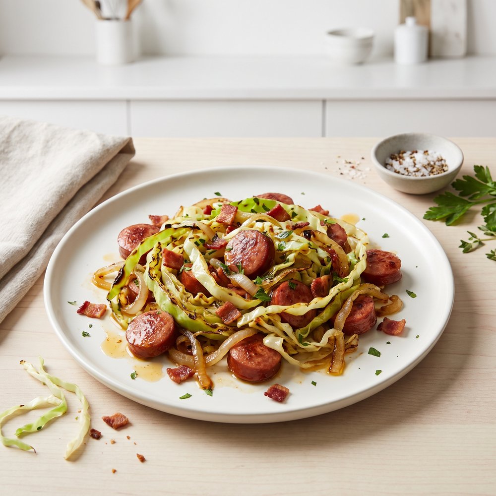 Fried Cabbage and Kielbasa