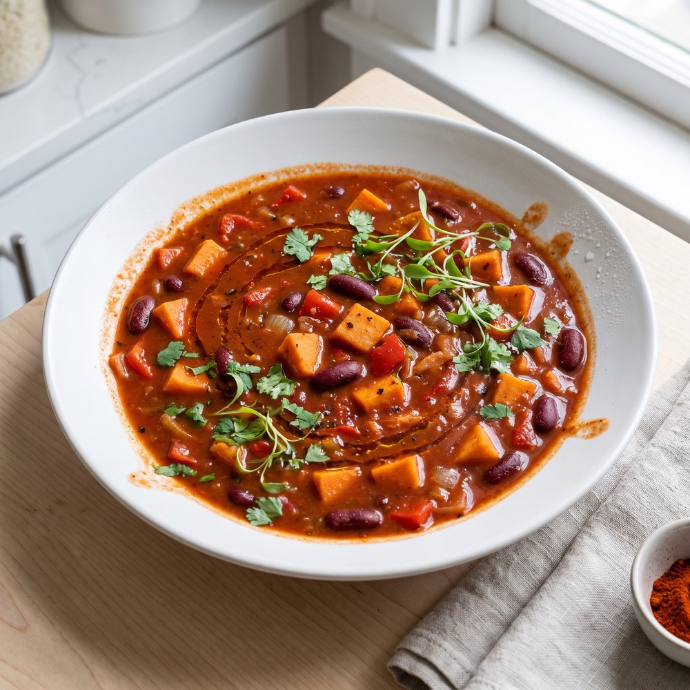 Slow Cooker Vegan Sweet Potato Chili