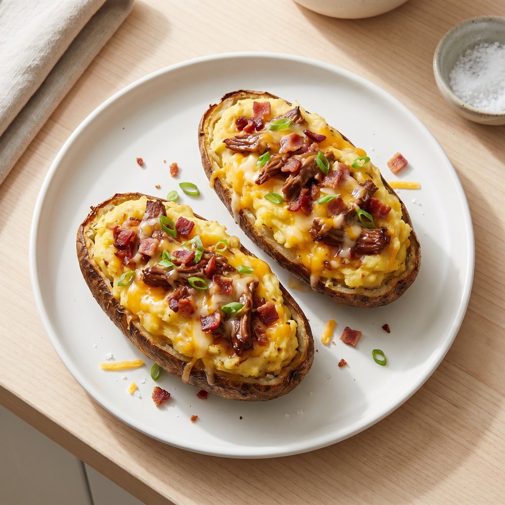 Bacon Cheese Burger Twice-Baked Idaho Potatoes