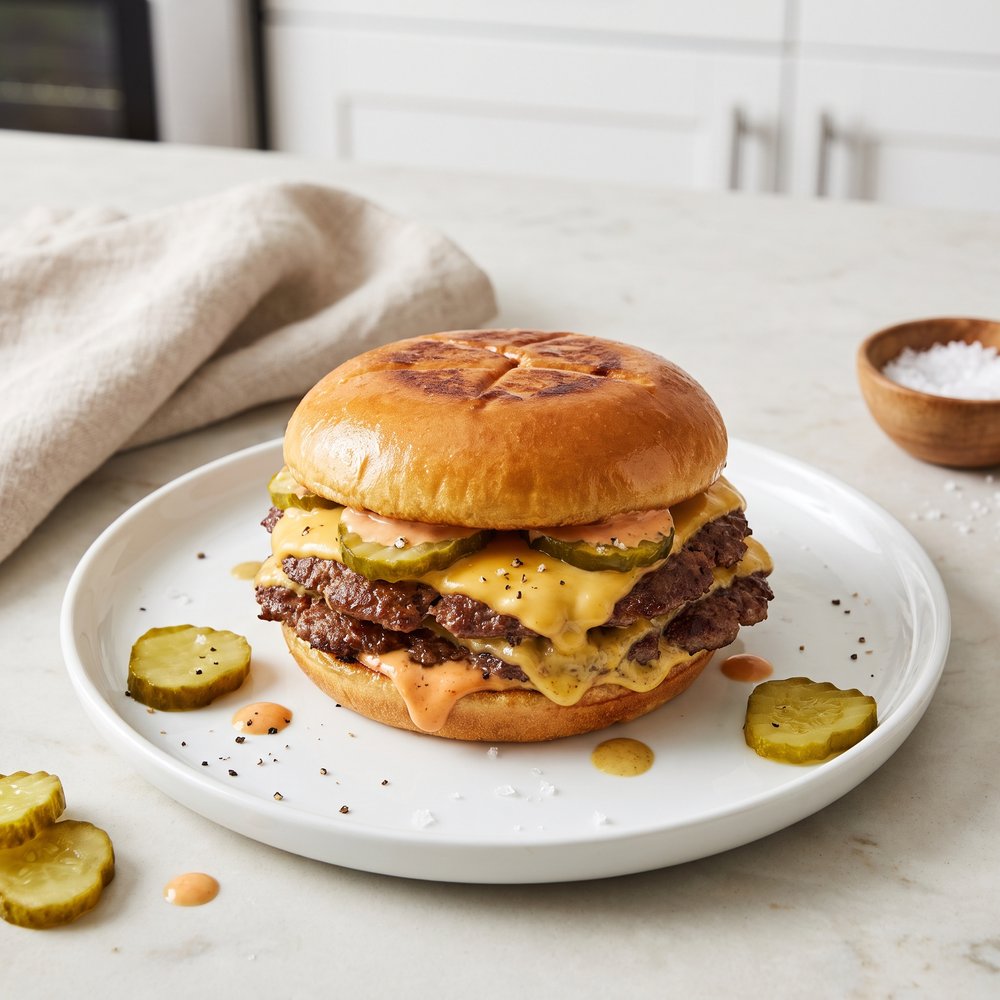Pickle-Crust Smash Burger