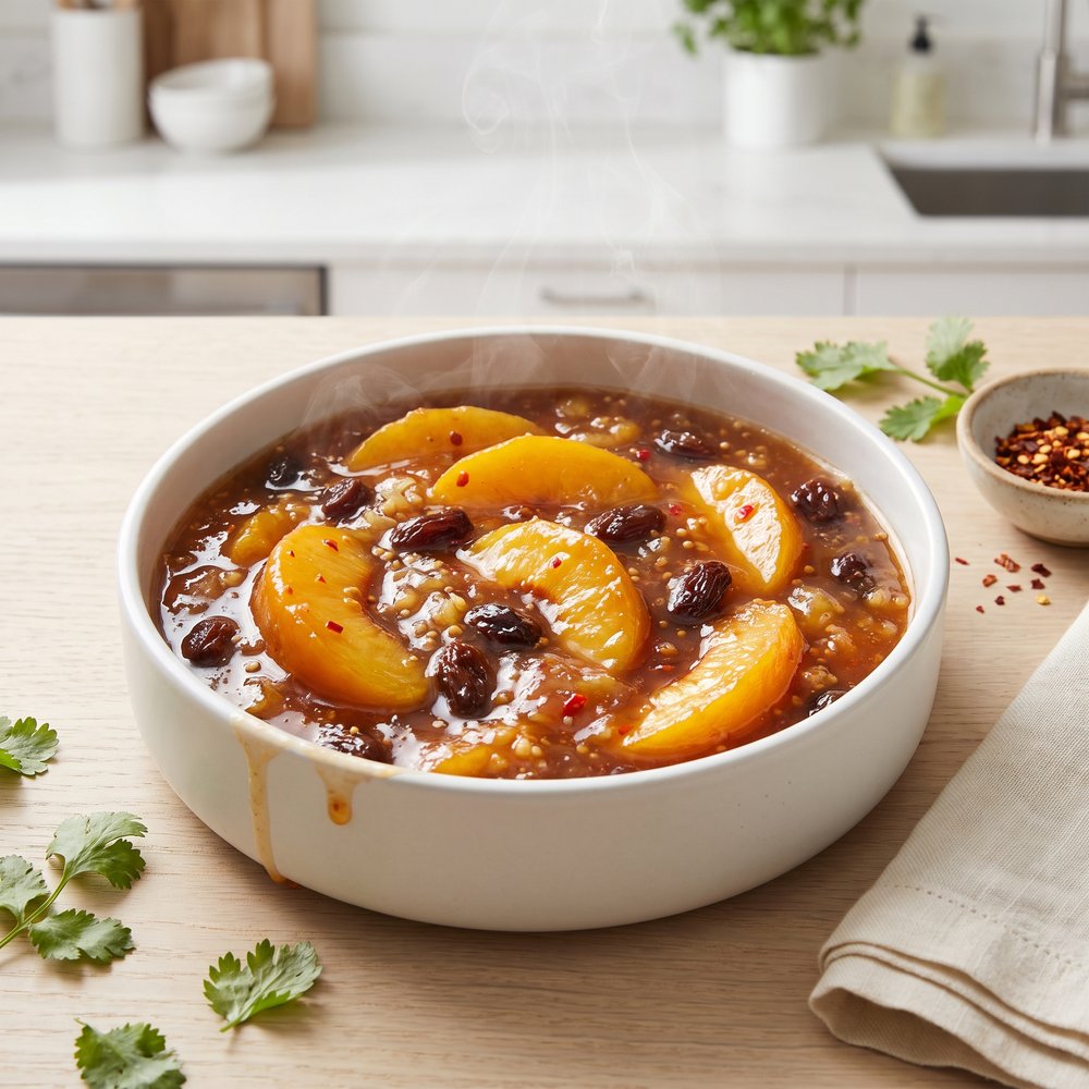 Spiced Peach Chutney with Raisins and Ginger