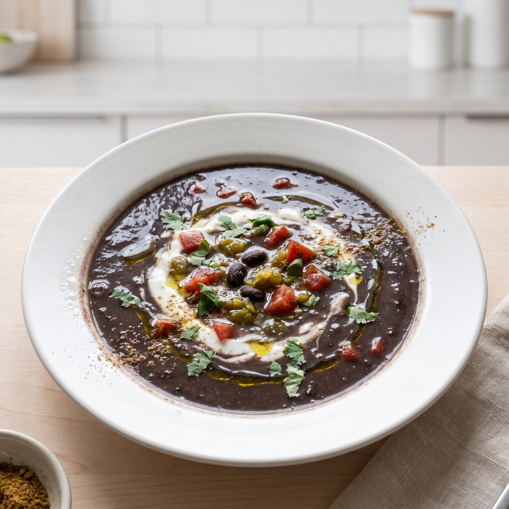 Tomato and Black Bean Soup with Lime