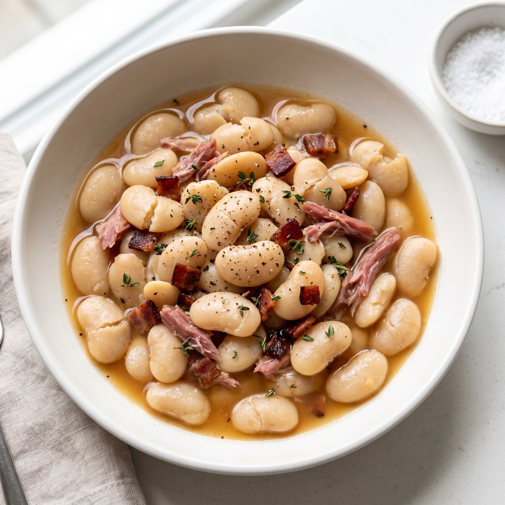Southern-Style Butter Beans with Bacon and Ham Hock
