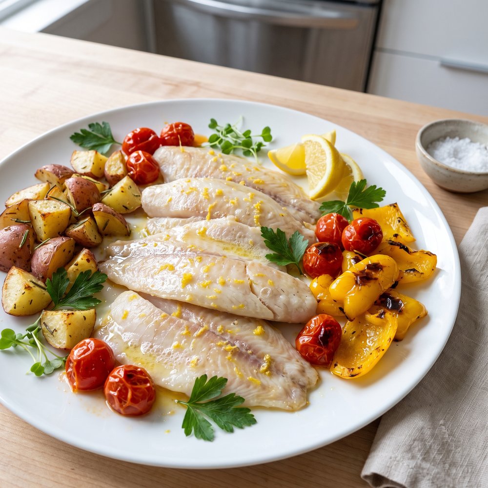 Roasted Tilapia with Potatoes on a Sheet Pan