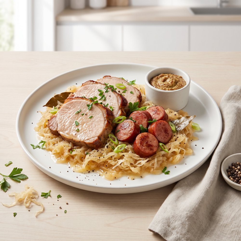 Pork Roast with Sauerkraut and Kielbasa