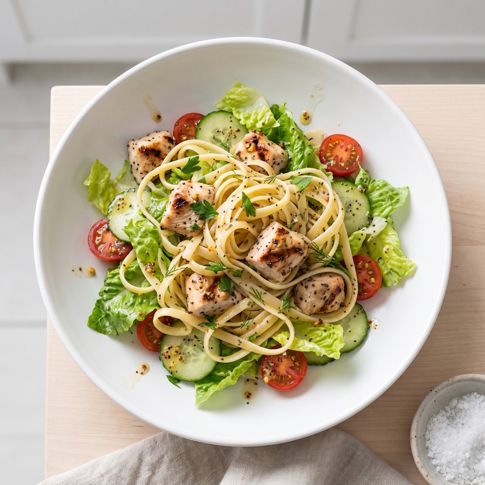 Poppy Seed Chicken Linguine Salad