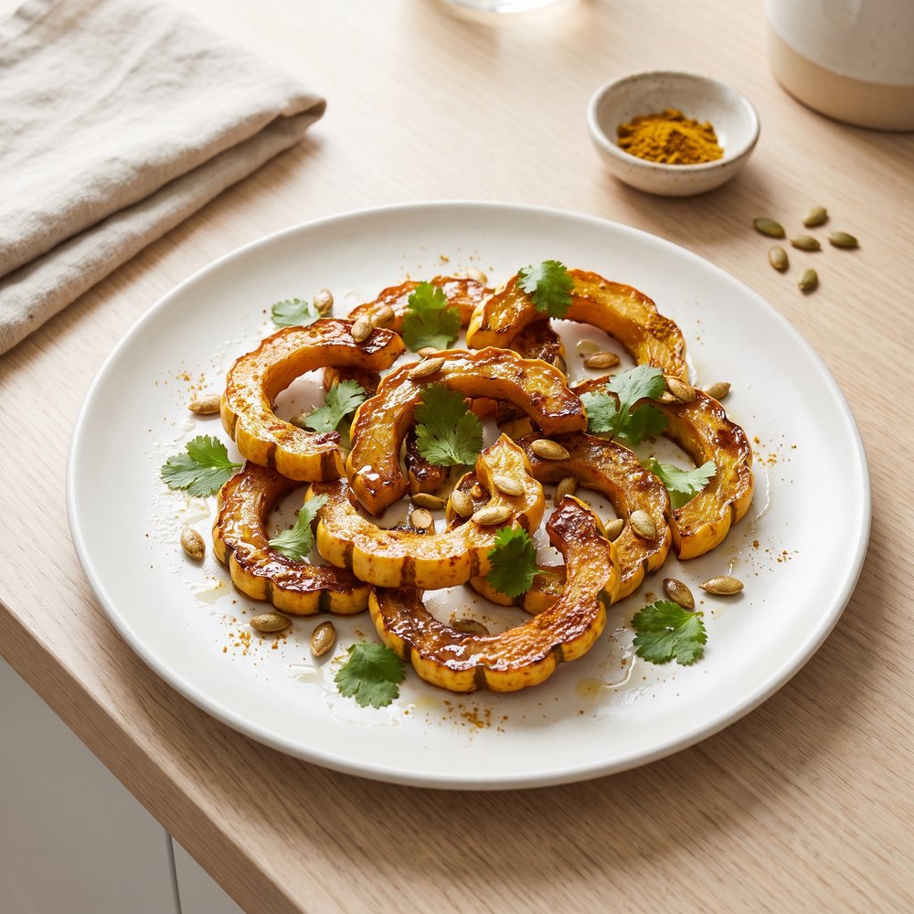 Simple Roasted Delicata Squash with Maple and Curry