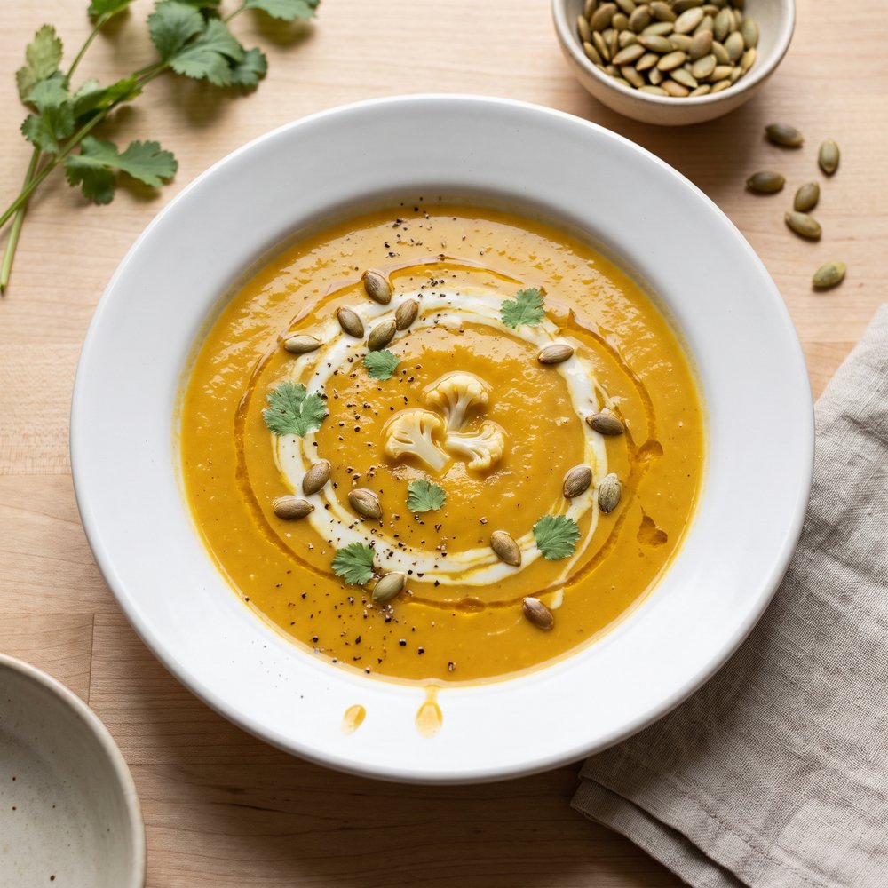 Curried Butternut Squash and Cauliflower Soup