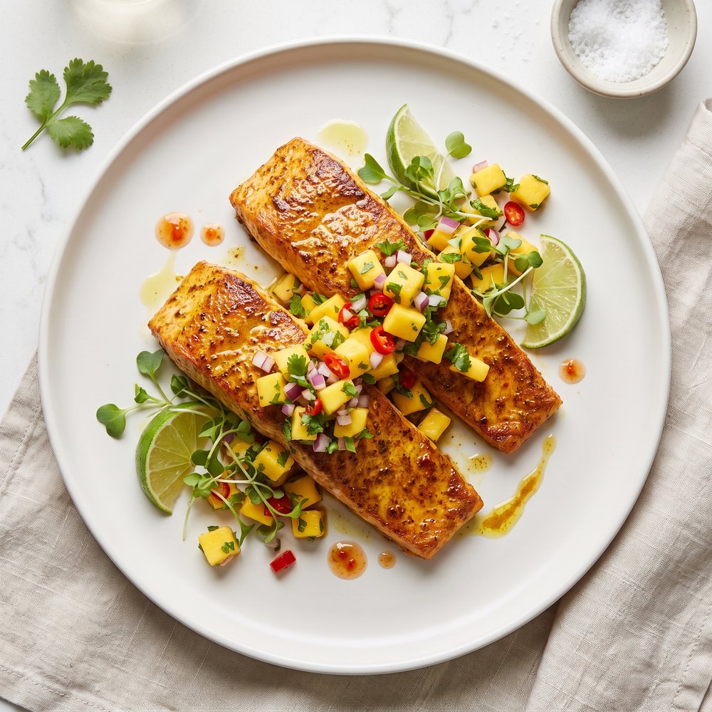 Curry Salmon with Mango