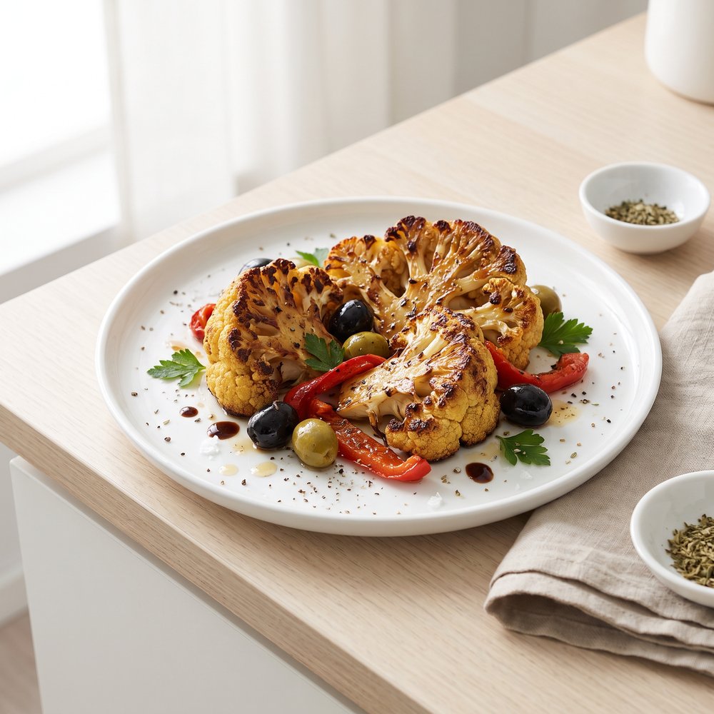 Mediterranean Roasted Cauliflower with Olives