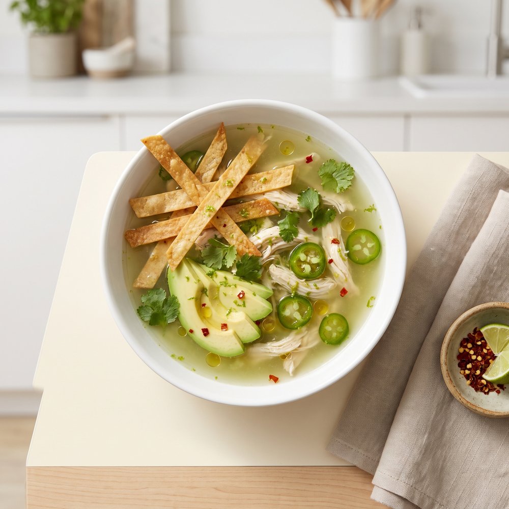Avocado Soup with Chicken and Lime