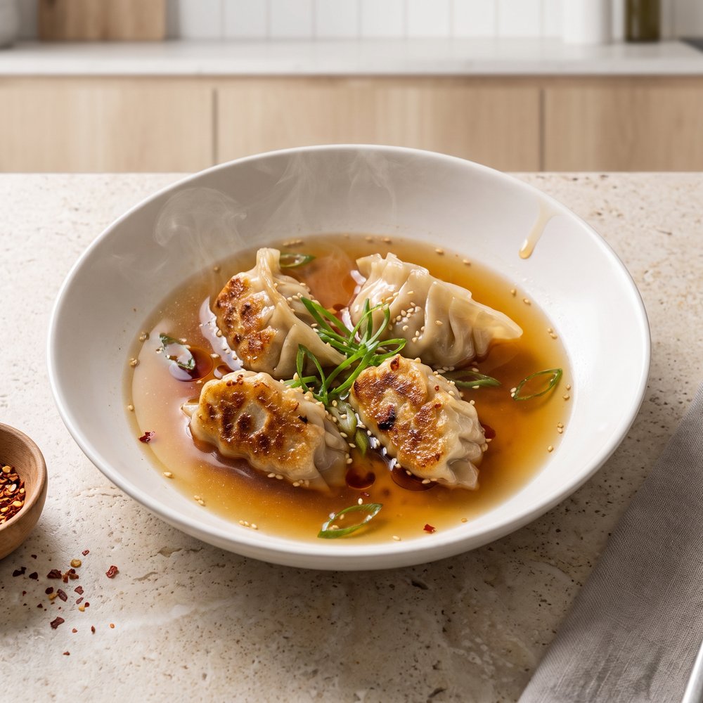 Brothy Beef-and-Mushroom Dumplings