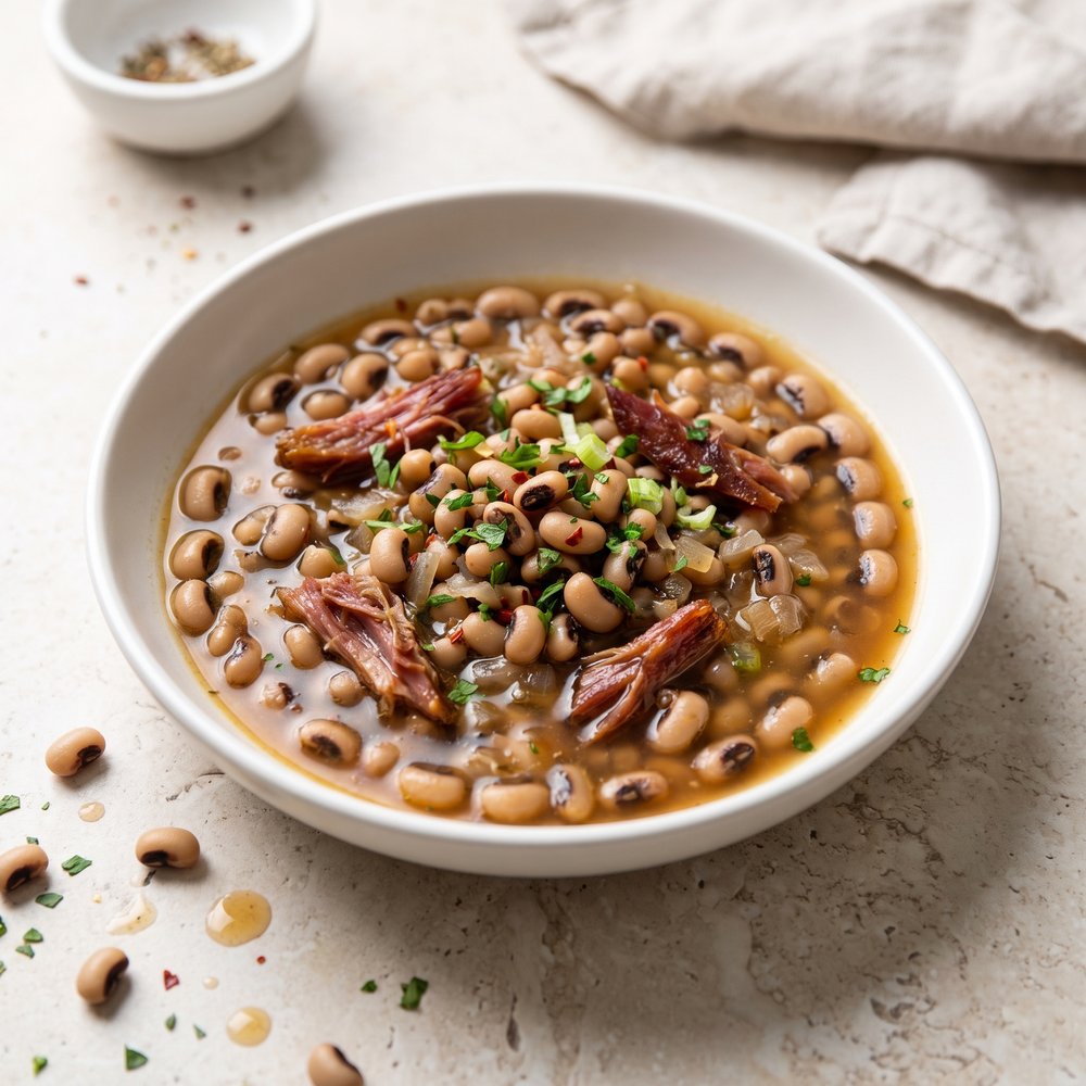 Crockpot Black-Eyed Peas with Smoked Ham Hocks