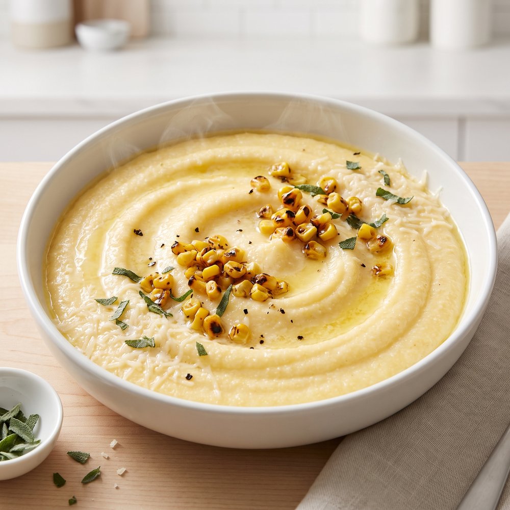 Silky Polenta with Charred Corn and Sage