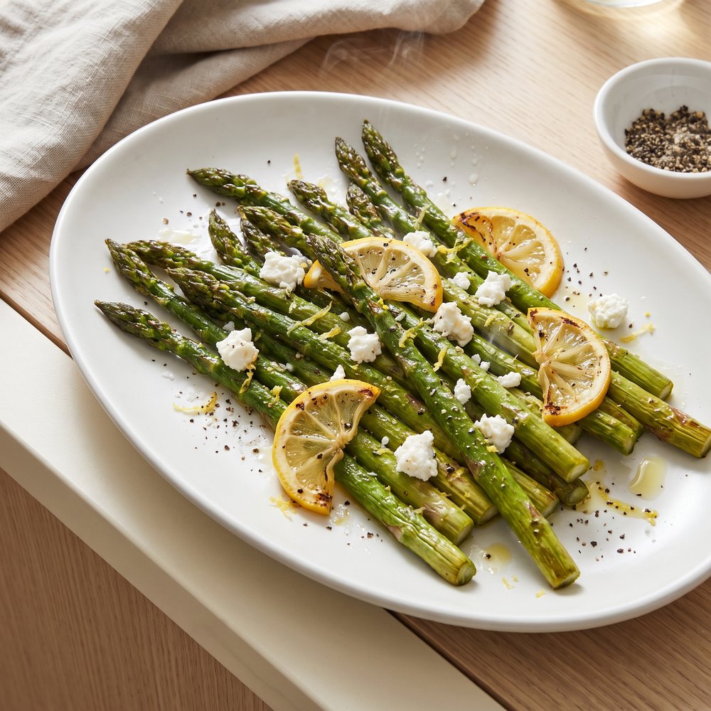 Roasted Asparagus with Lemon and Goat Cheese