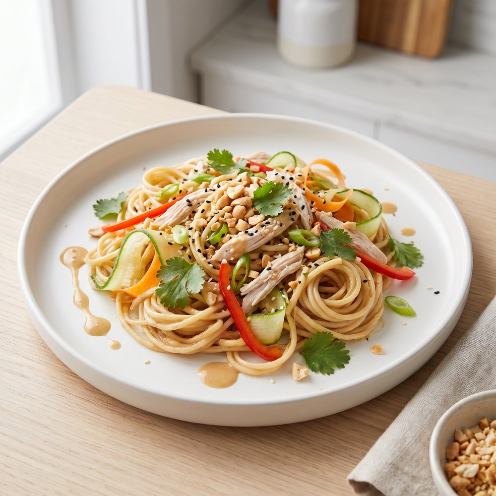 Chicken Noodle Salad with Peanut-Ginger Dressing