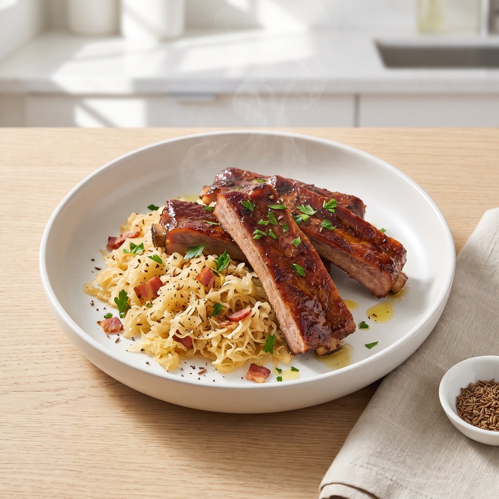 Dutch Oven Baby Back Ribs with Sauerkraut