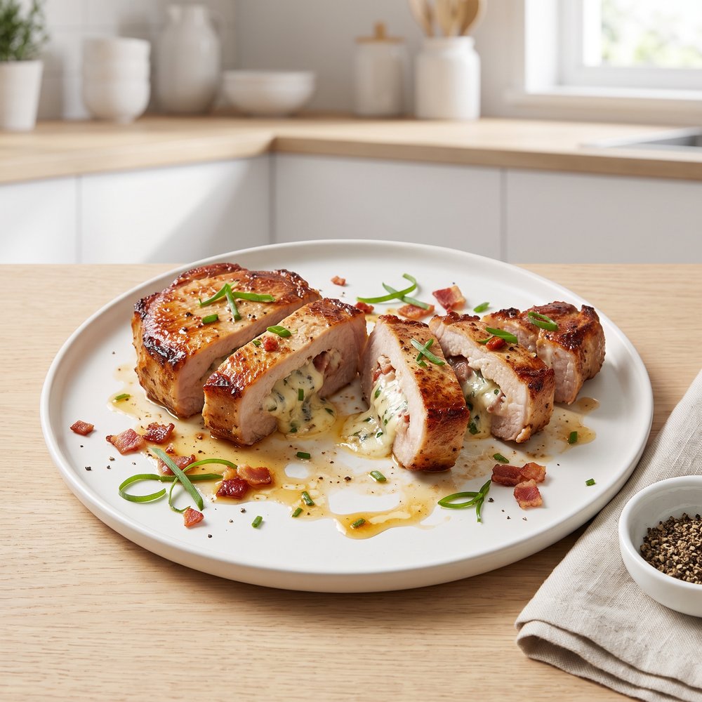 Blue Cheese, Bacon and Chive Stuffed Pork Chops