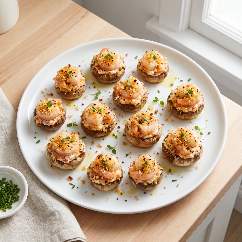 Cayenne Shrimp-Stuffed Mushroom Caps