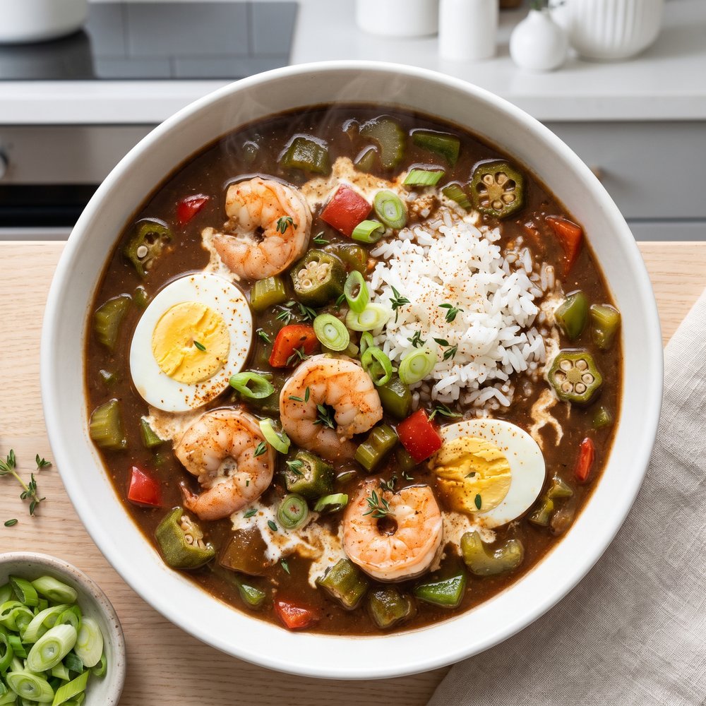 Bayou Shrimp and Egg Gumbo