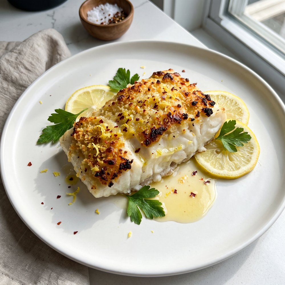 Parmesan-Lemon Broiled Halibut