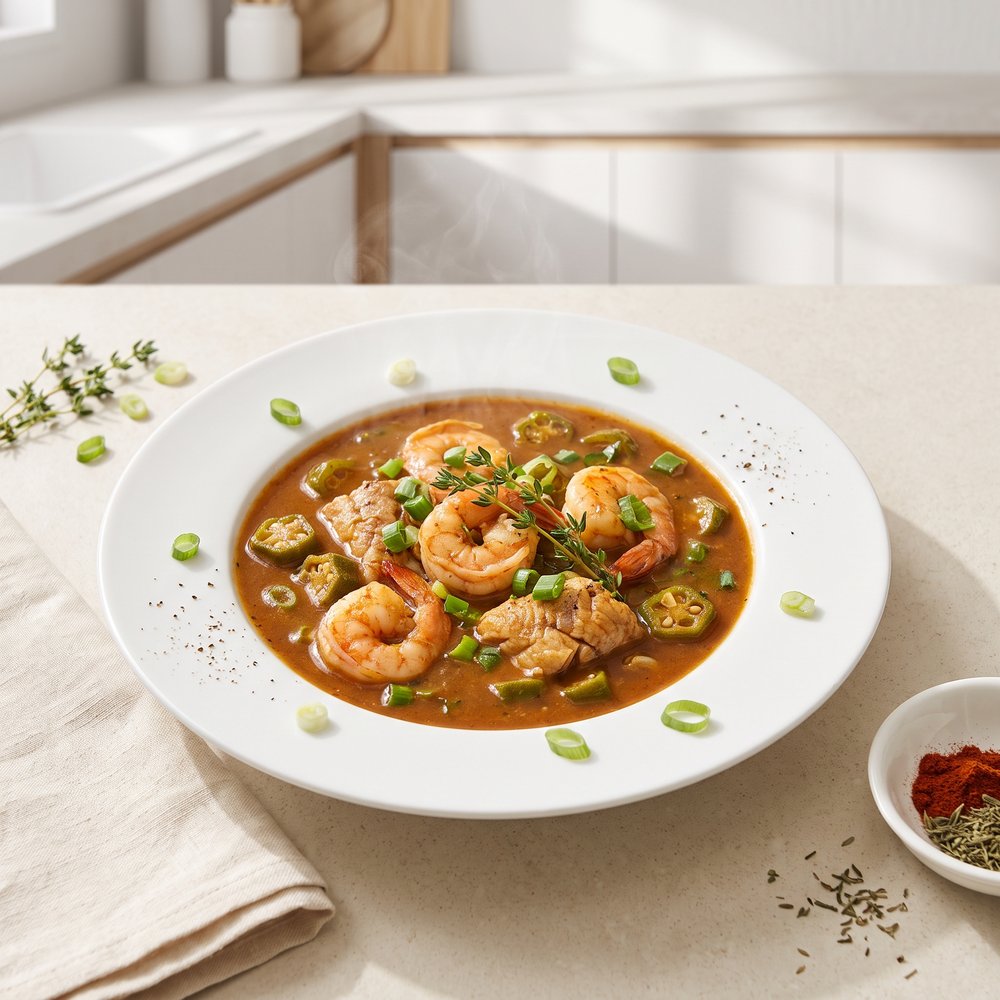 Classic Seafood Gumbo with Okra and Roux