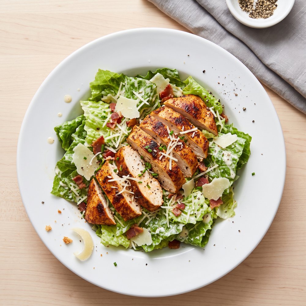Quick Cajun Chicken Caesar Salad with Bacon