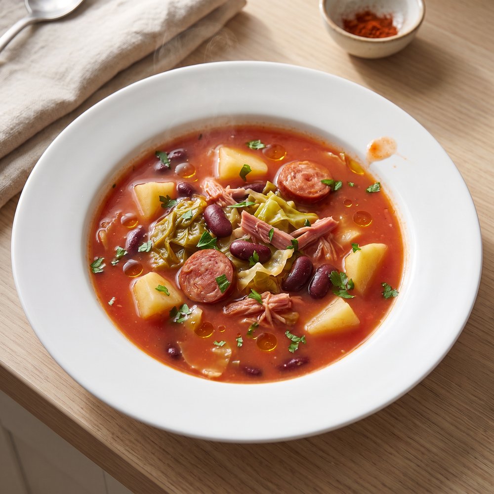 Rustic Portuguese Bean and Cabbage Soup
