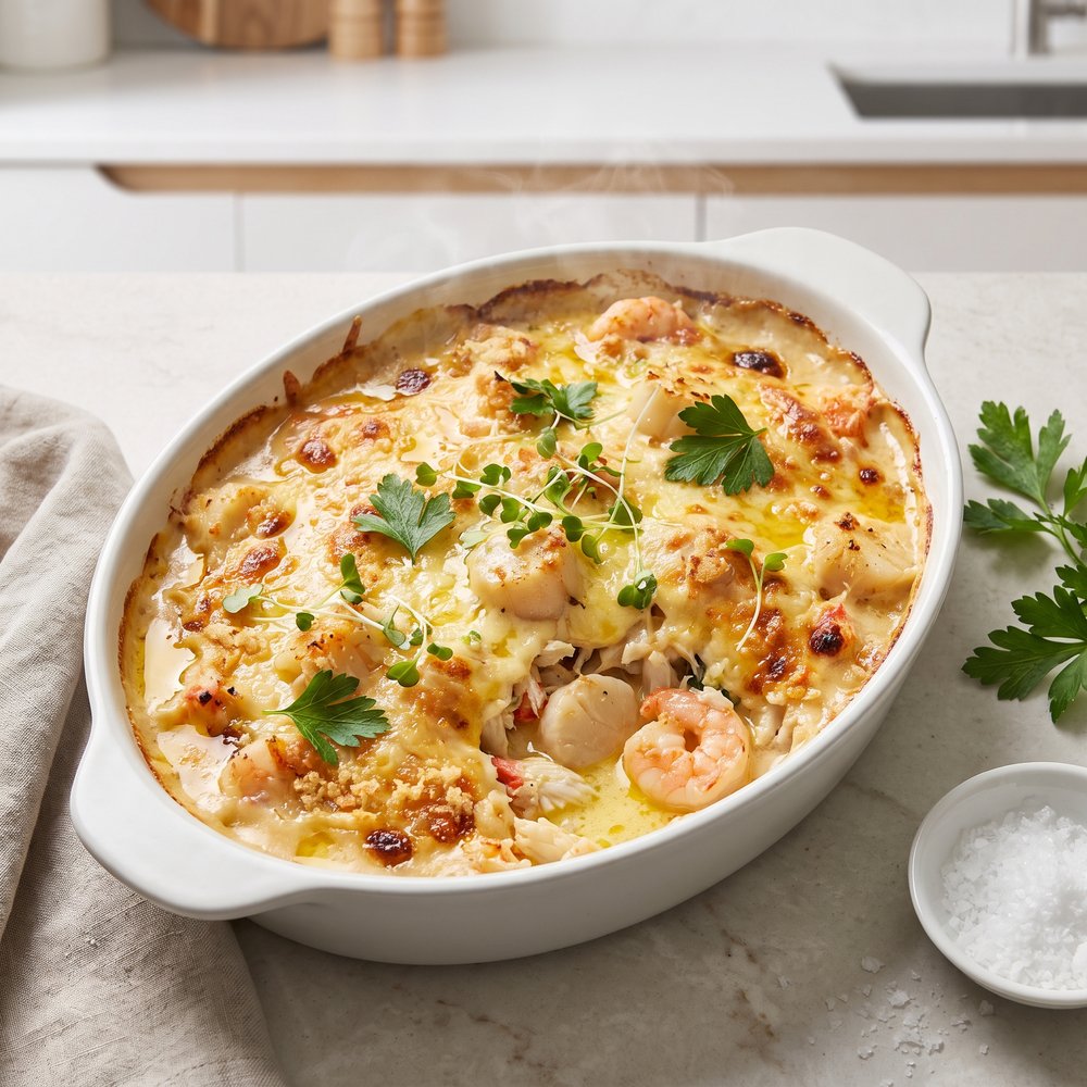 Creamy Baked Seafood Gratin