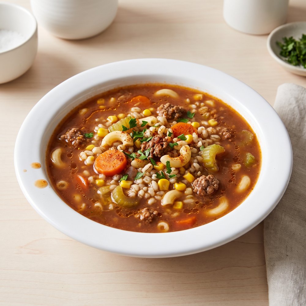 Slow Cooker Hamburger Soup with Macaroni