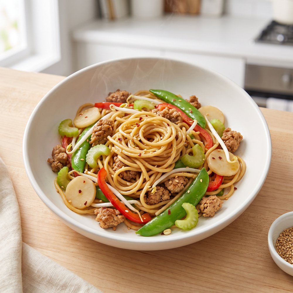 Weeknight Ground Turkey Lo Mein