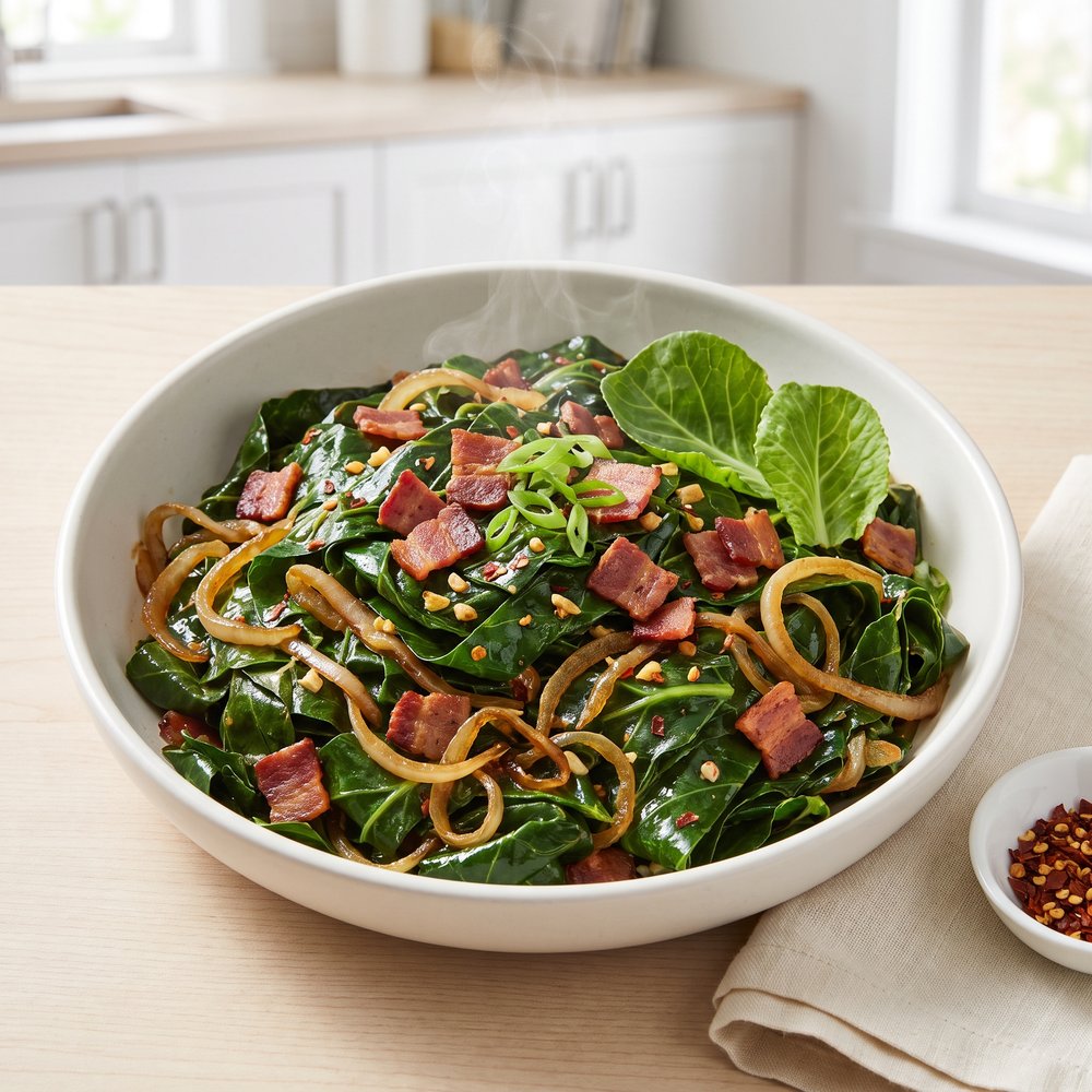 Smoky Wilted Collard Greens