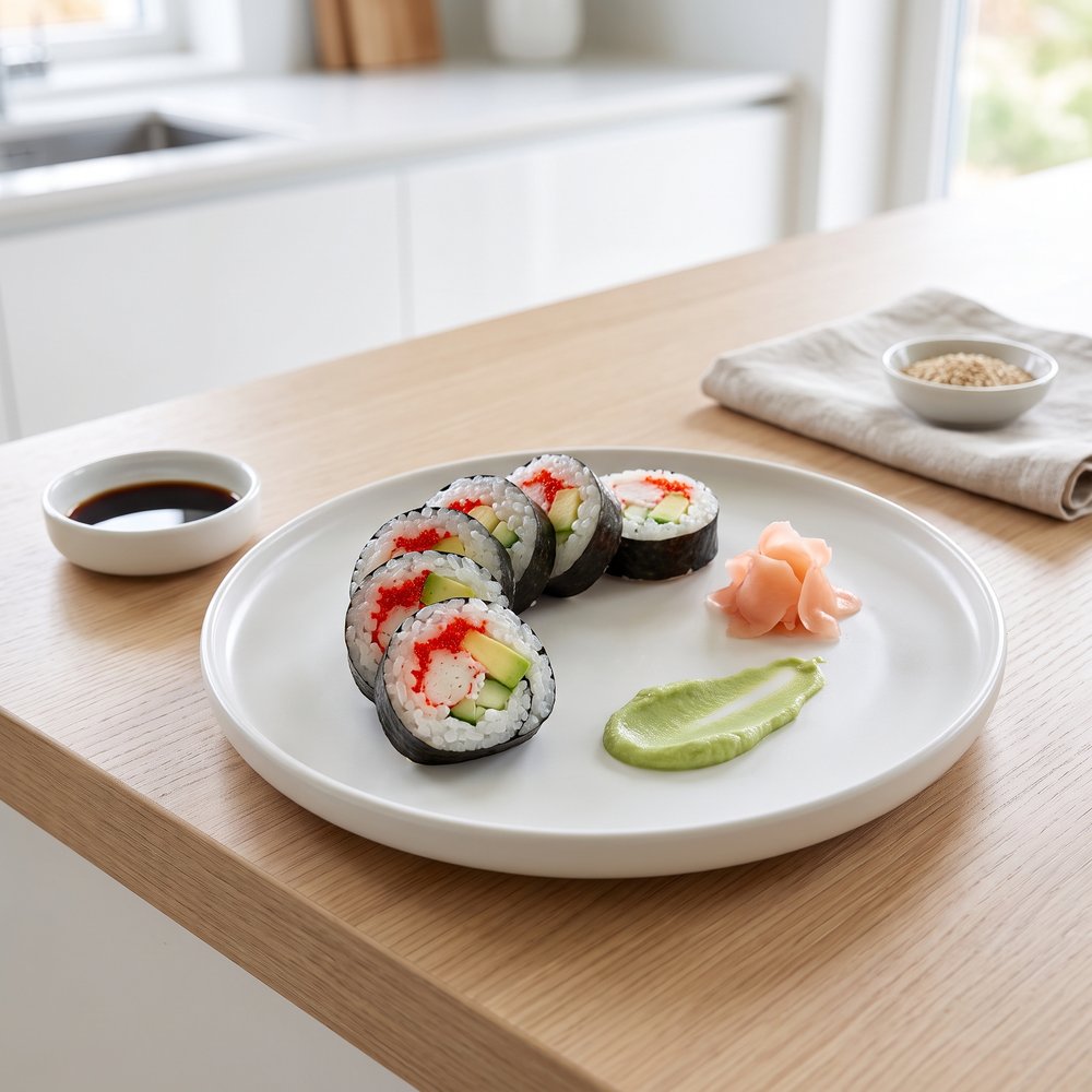 Avocado Crab Sushi Roll (California Style)