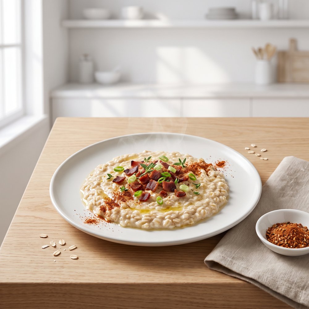 Quick Spiced Bacon Oatmeal