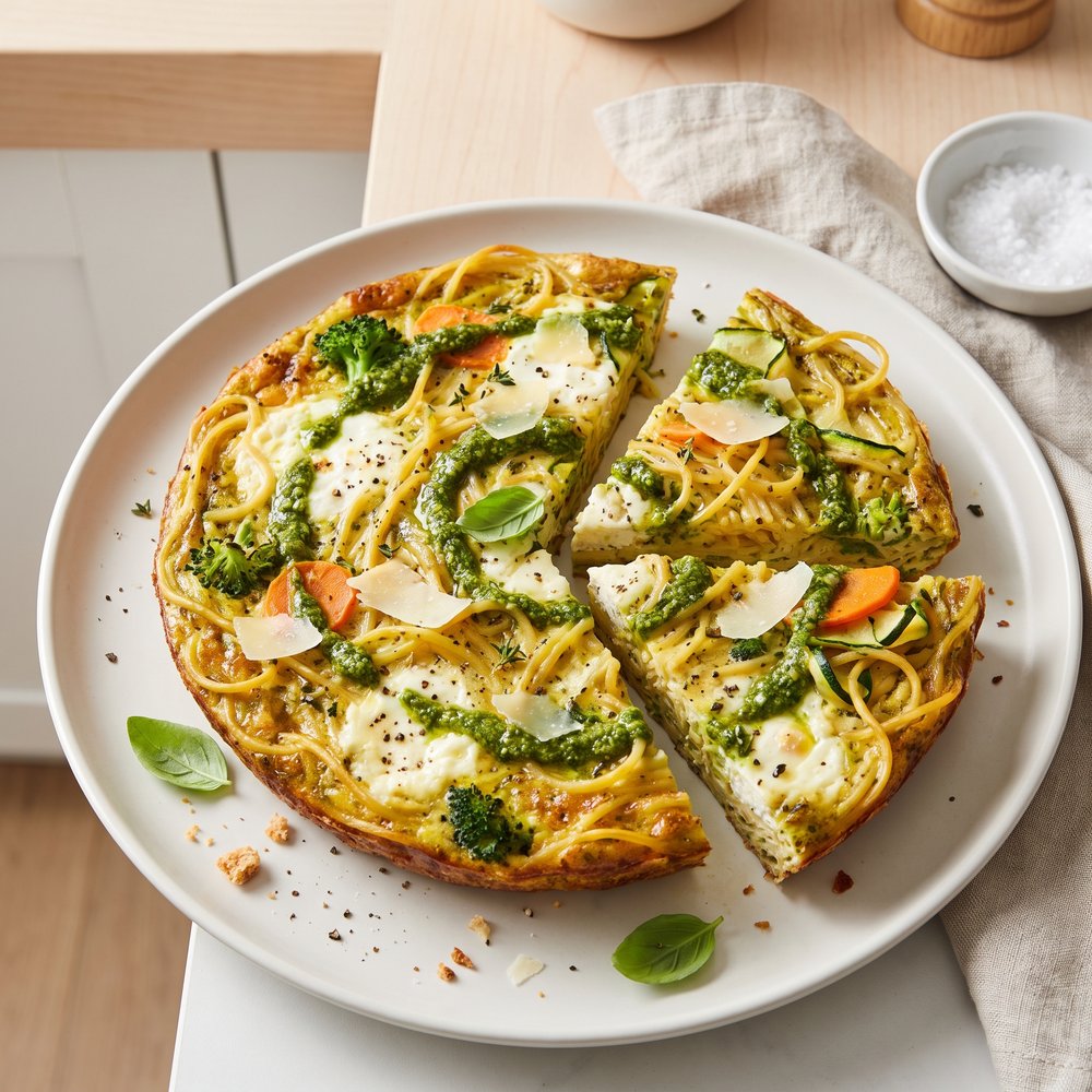 Spaghetti and Pesto Egg Frittata