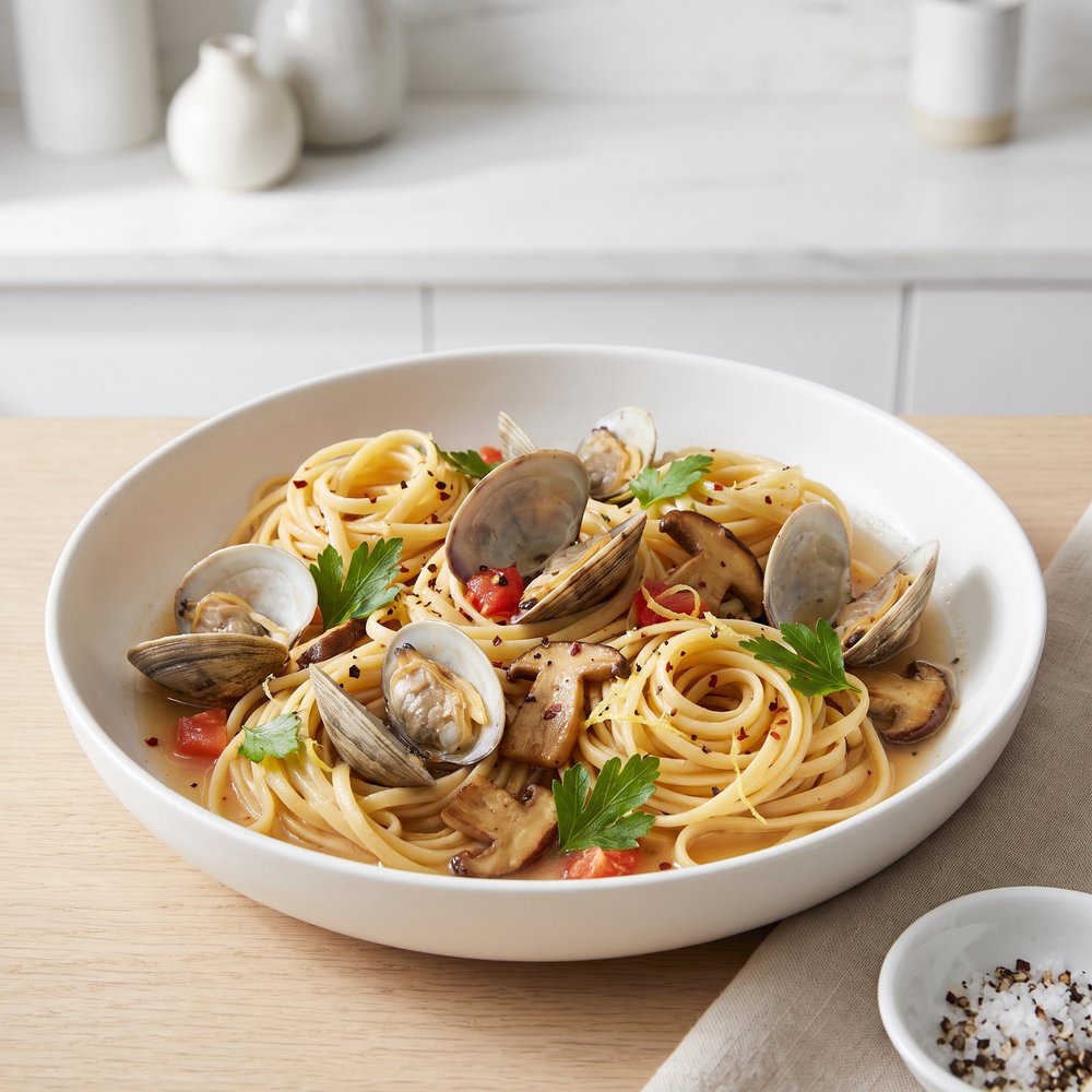 Linguine with Clams and Porcini