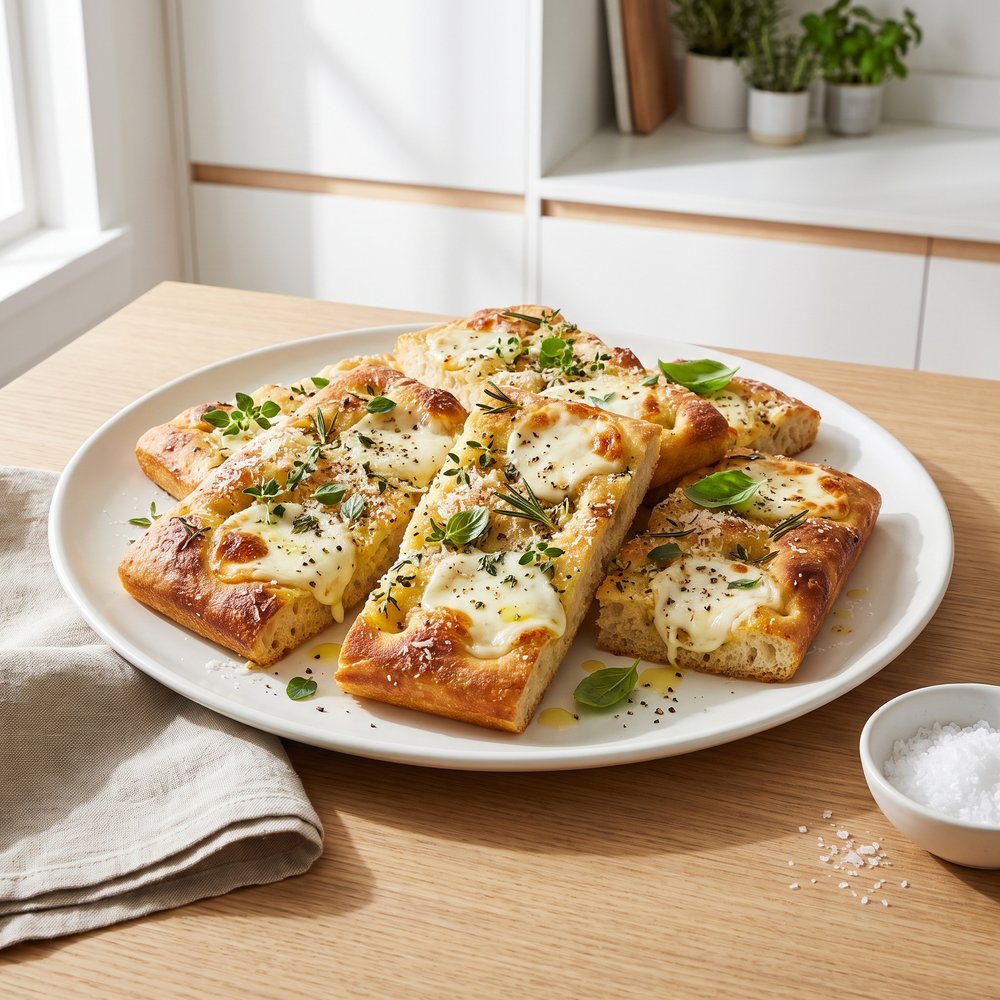 Herbed Focaccia with Mozzarella and Parmesan