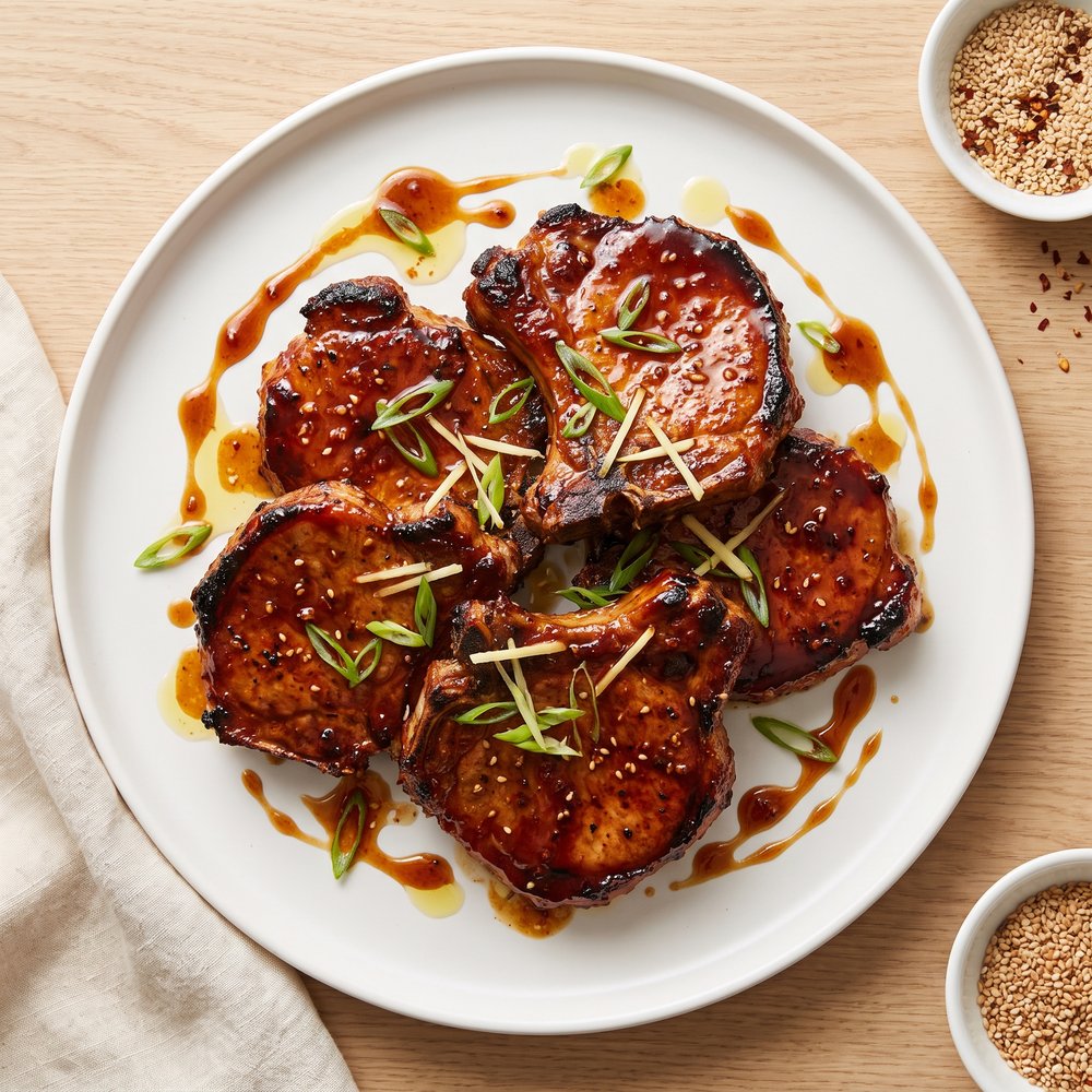 Ginger Honey-Hoisin Glazed Pork Chops