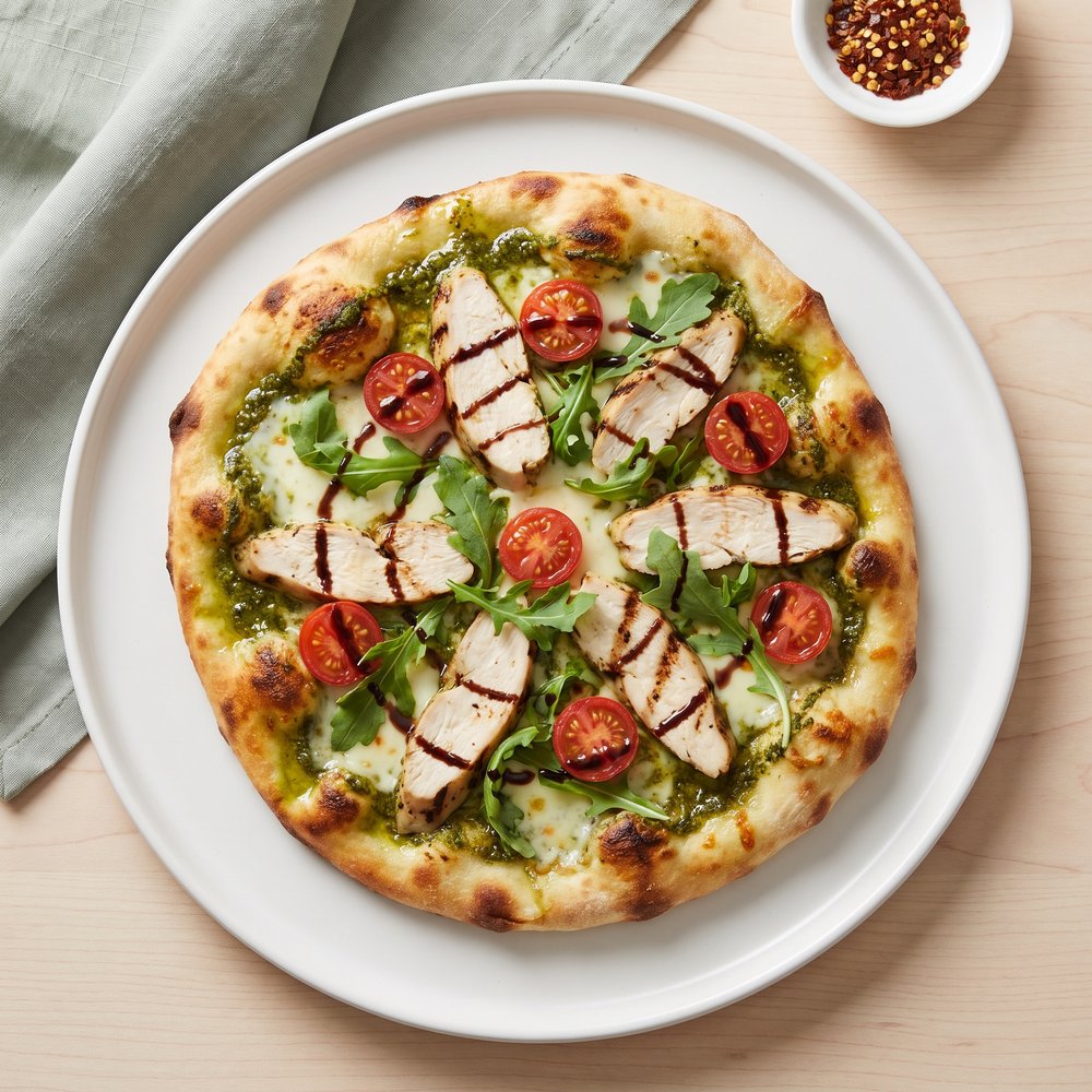 Chicken Pesto Salad Flatbread Pizzas