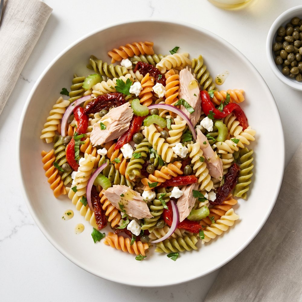 Greek-Style Tuna Pasta Salad Souvlaki