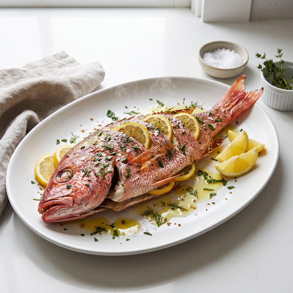 Herbed Lemon Red Snapper, Mediterranean-Style