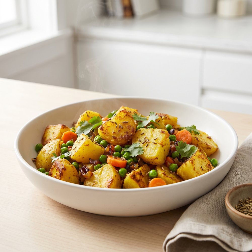 Indian Carrots, Peas and Potatoes