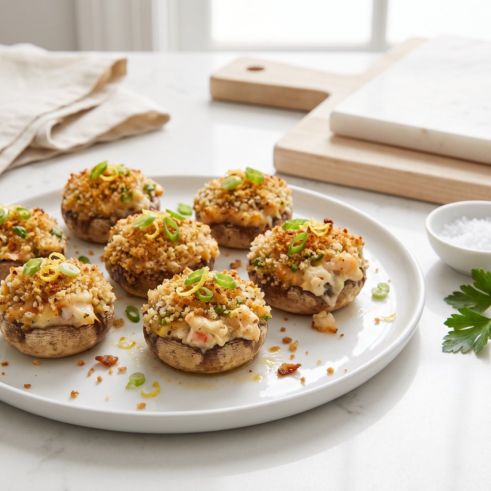 Seafood-Stuffed Mushroom Caps